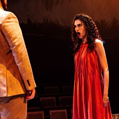 Two opera students on stage performing